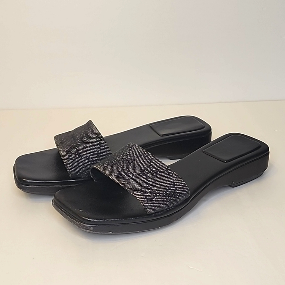 Gucci Sandalo Suola Gomma Denim GG Nero Sandal